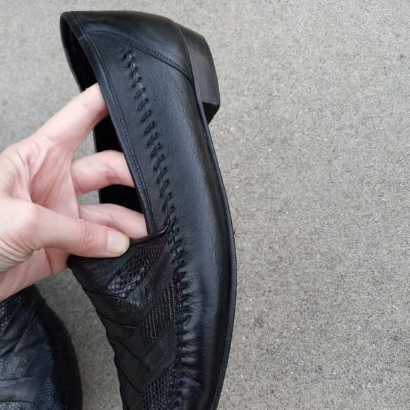 Vintage Leather & Lizard Chevron Loafer/Driving Shoe Size 9